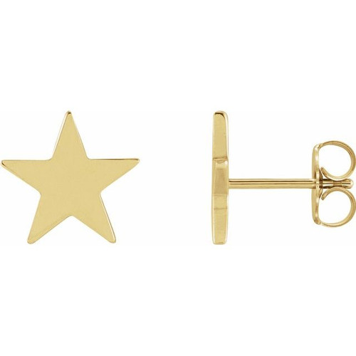 14K Yellow Gold Simple Star Earrings