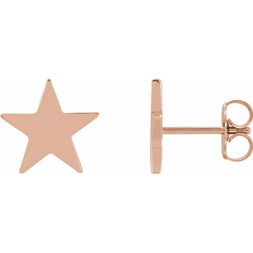 14K Rose Gold Simple Star Earrings