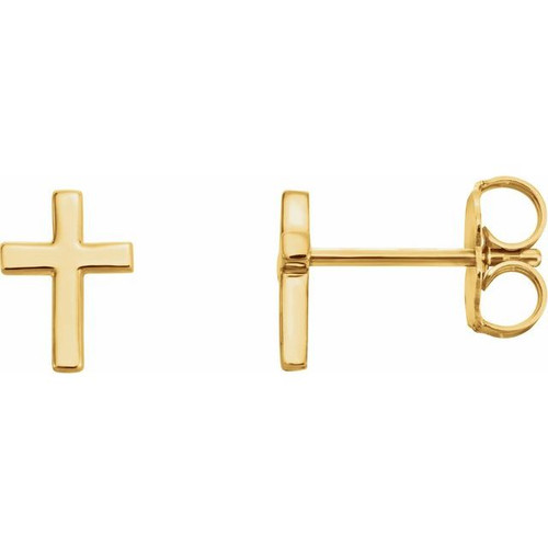 14K Yellow Gold Cross Earrings