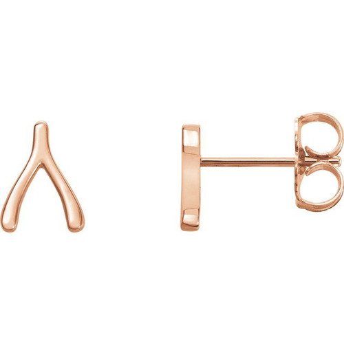 14K Rose Gold Wishbone Earrings