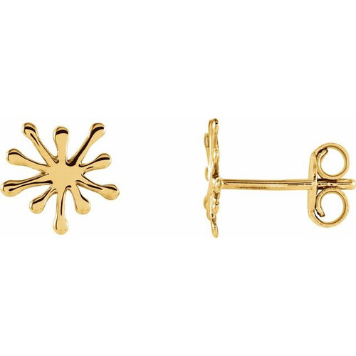 14K Yellow Gold Burst Earrings