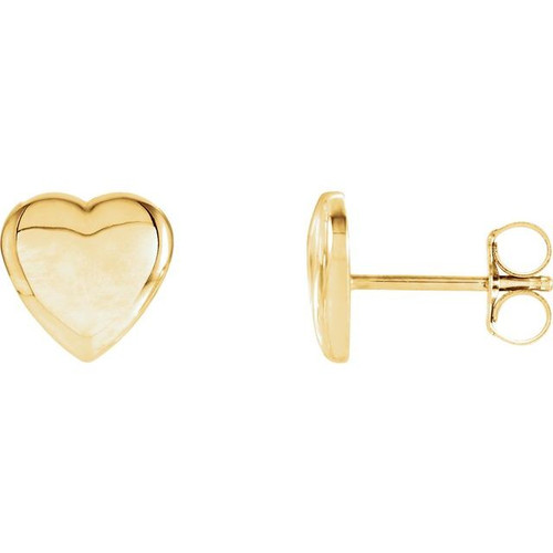 14K Yellow Gold Adorable Heart Earrings