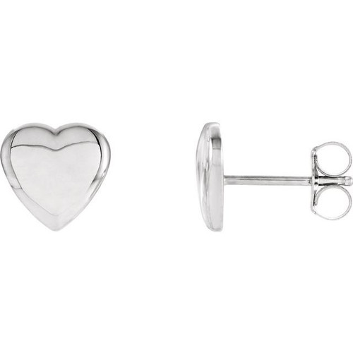 14K White Gold Adorable Heart Earrings