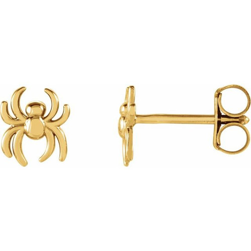 14K Yellow Gold Spider Earrings