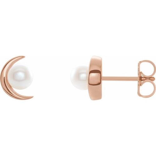 14K Rose Gold Cultured Freshwater Pearl Earrings