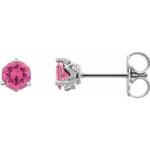 14K White Gold Natural Pink Spinel Earrings