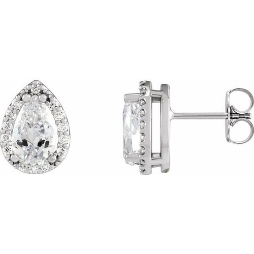 14K White Gold Pear 1/4 CTW Natural Diamond Halo-Style Earrings