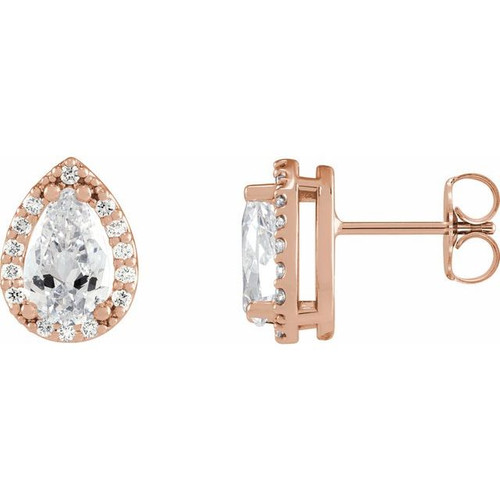 14K Rose Gold Pear 1/4 CTW Natural Diamond Halo-Style Earrings