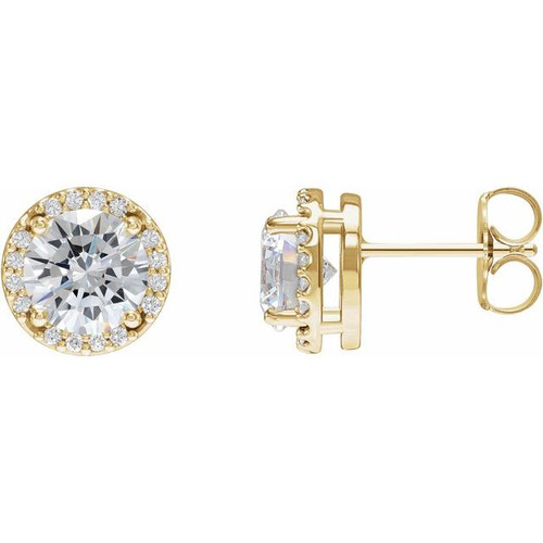 14K Yellow Gold 1/2 CTW Natural Diamond Halo-Style Earrings