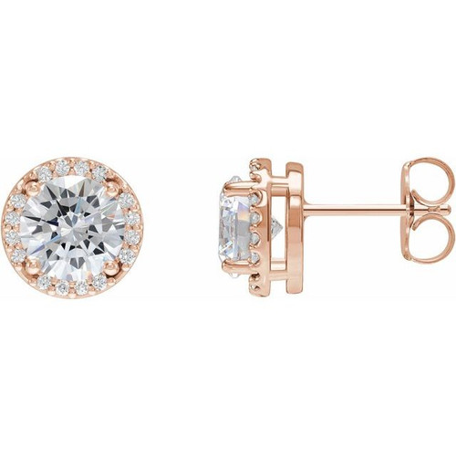 14K Rose Gold 1/2 CTW Natural Diamond Halo-Style Earrings