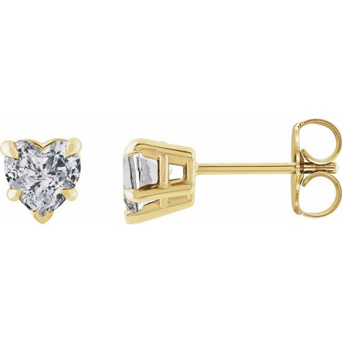 14K Yellow Gold Natural White Sapphire Heart-Shaped Earrings