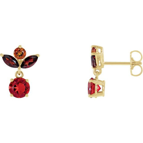 14K Yellow Gold Multi-Gemstone Earrings