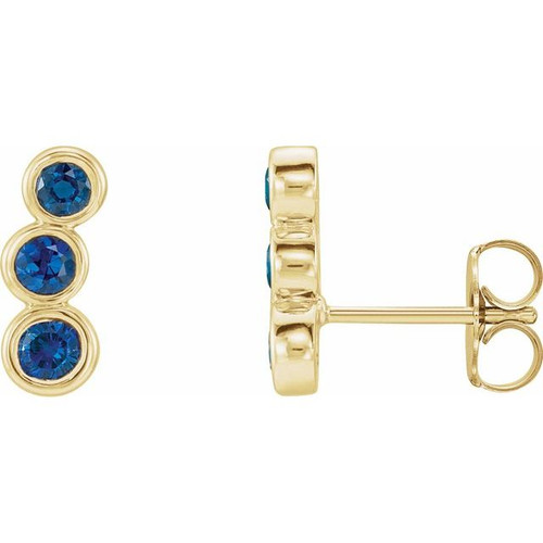 14K Yellow Gold Natural Blue Sapphire Ear Climbers