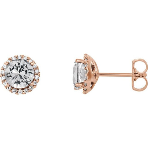 14K Rose Gold 1 1/3 CTW Natural Diamond Halo Earrings