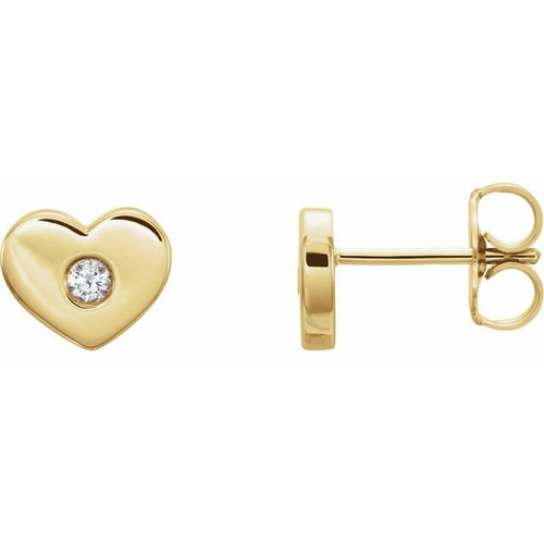 14K Yellow Gold .06 CTW Natural Diamond Heart Earrings