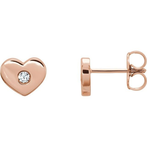 14K Rose Gold .06 CTW Natural Diamond Heart Earrings