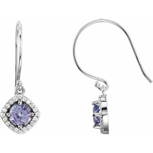 14K White Gold Natural Tanzanite & 1/5 CTW Natural Diamond Earrings