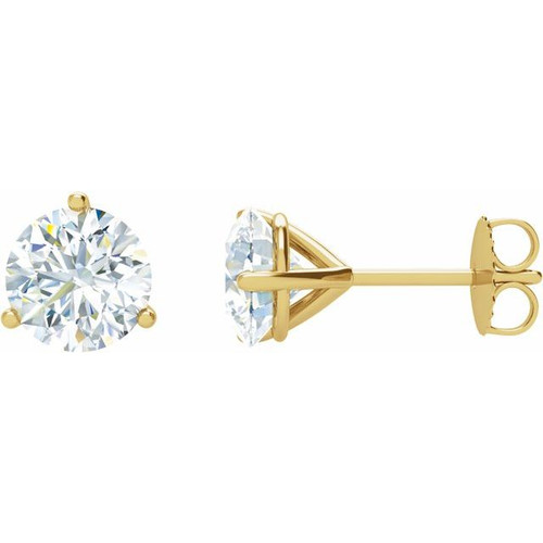 14K Yellow Gold 1 CTW Natural Diamond 3-Prong Stud Earrings