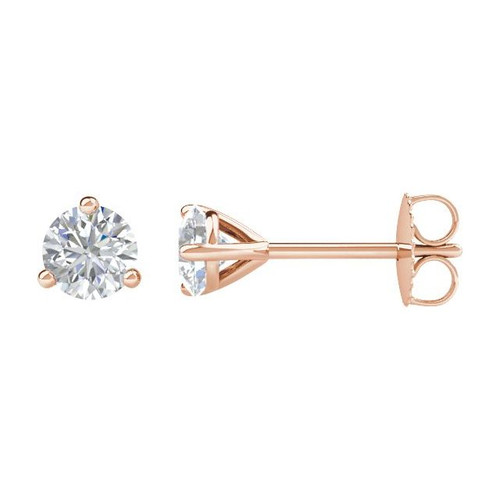 14K Rose Gold 1/2 CTW Natural Diamond 3-Prong Stud Earrings