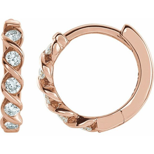 14K Rose Gold 1/10 CTW Natural Diamond TwistedHuggie Earrings