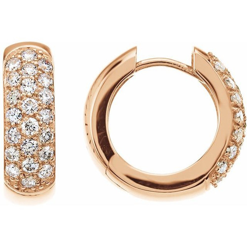 14K Rose Gold 7/8 CTW Natural Diamond Hoop Earrings