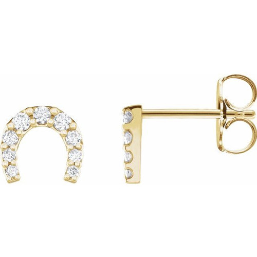 14K Yellow Gold 1/6 CTW Natural Diamond Horseshoe Earrings