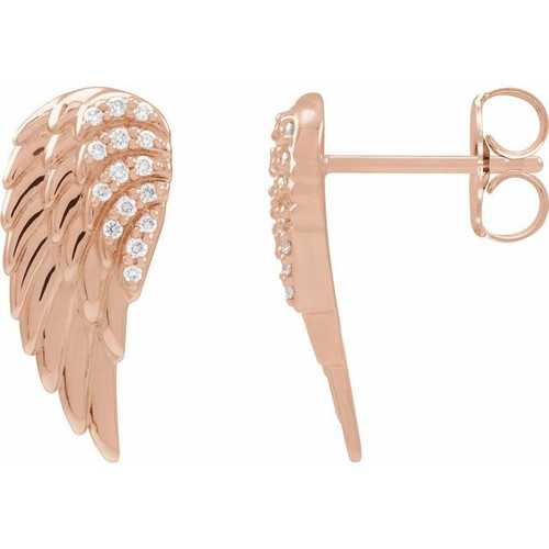 14K Rose Gold .07 CTW Natural Diamond Angel Wing Earrings