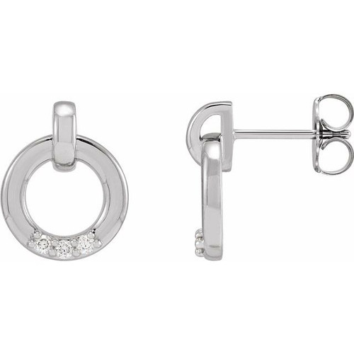 14K White Gold .08 CTW Natural Diamond Circle Earrings