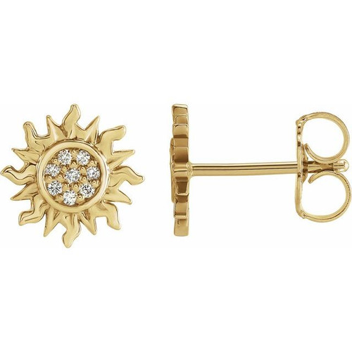 14K Yellow Gold .02 CTW Natural Diamond Sun Earrings