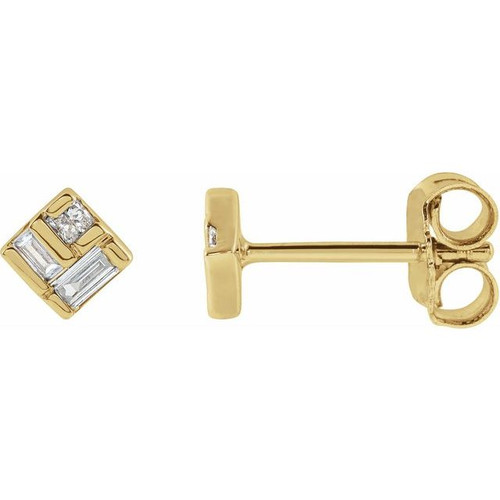 14K Yellow Gold 1/6 CTW Natural Diamond Geometric Earrings