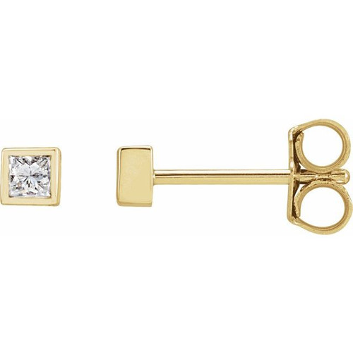 14K Yellow Gold 1/6 CTW Natural Diamond Bezel-Set Earrings