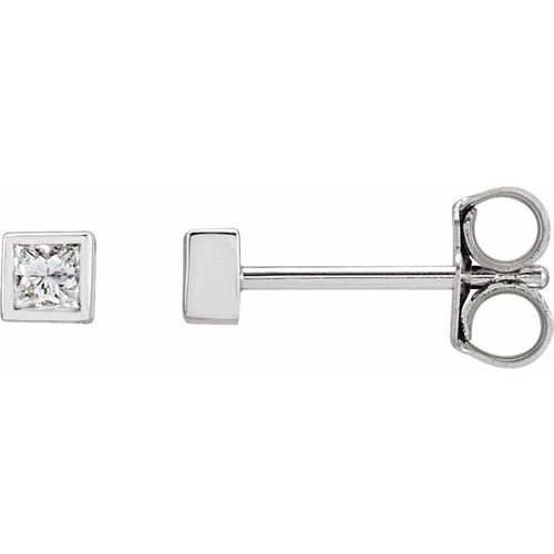 14K White Gold 1/6 CTW Natural Diamond Bezel-Set Earrings