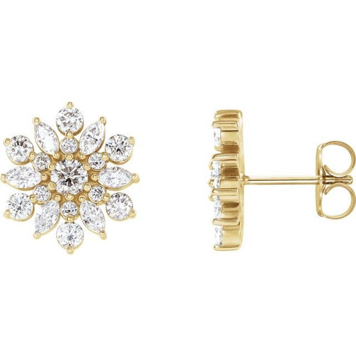 14K Yellow Gold 1 CTW Natural Diamond Vintage-Inspired Earrings