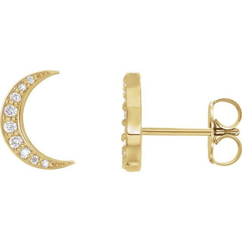 14K Yellow Gold 1/10 CTW Natural Diamond Crescent Moon Earrings