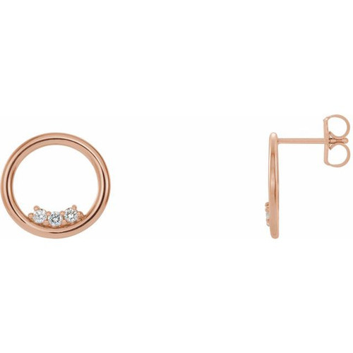 14K Rose Gold 1/6 CTW Natural Diamond Circle Earrings