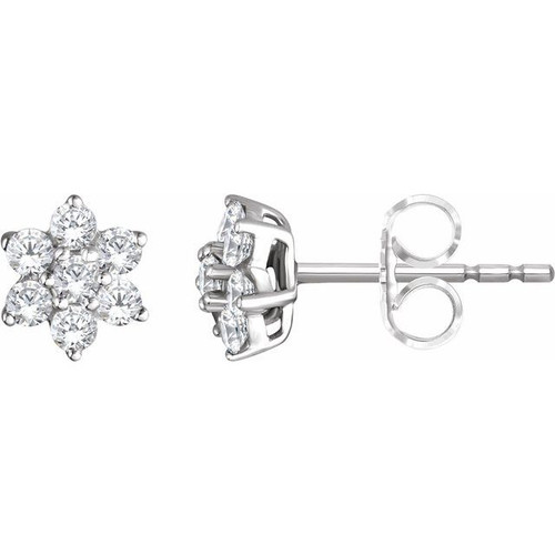 14K White Gold 3/8 CTW Natural Diamond Flower Earrings