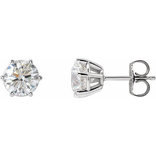 14K White Gold 2 CTW Natural Diamond 6-Prong Stud Earrings