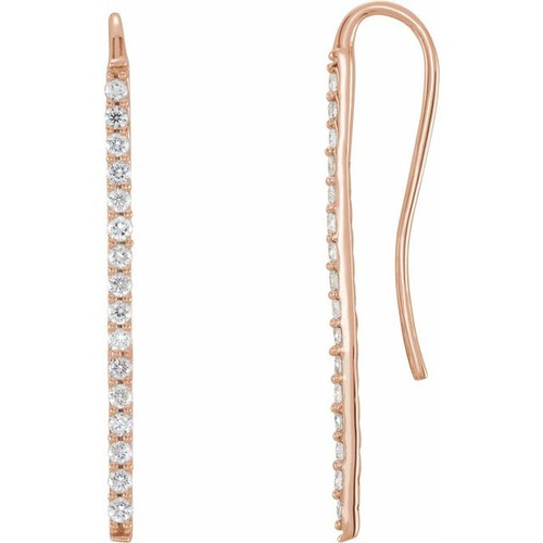 14K Rose Gold 1/3 CTW Natural Diamond Bar Earrings