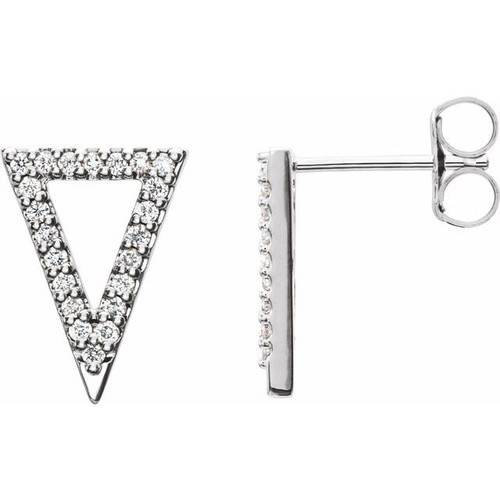 14K White Gold 1/5 CTW Natural Diamond Triangle Earrings