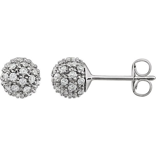 14K White Gold 1/2 CTW Natural Diamond Cluster Earrings