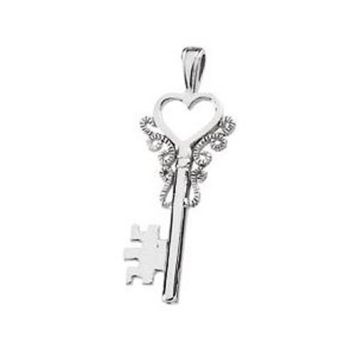 Platinum Heart Key Pendant