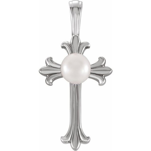 Platinum Pearl Center Cross