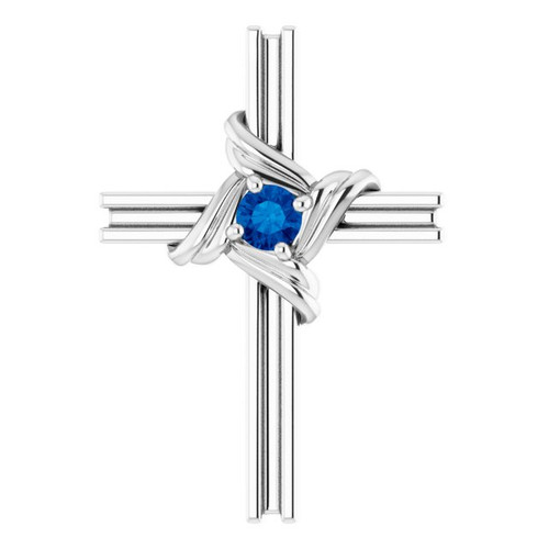 Platinum Sapphire Cross Pendant