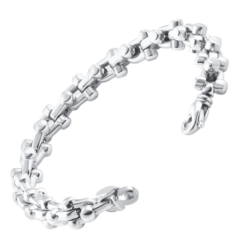 Platinum Shackle Design Mens Bracelet