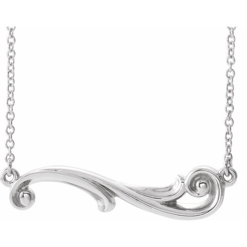 Platinum Sculptural Inspired Bar Necklace