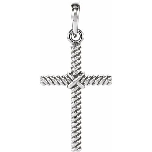 Platinum Rope Cross Pendant