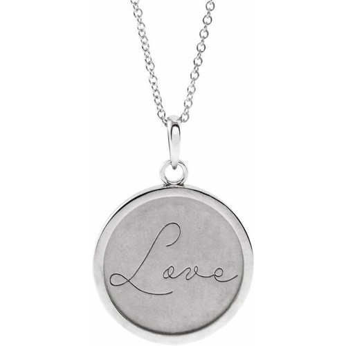 Platinum Engraved Disc Necklace