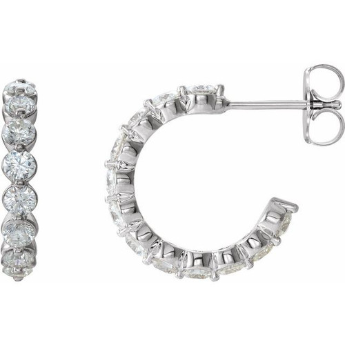Platinum 1 3/8ctw Diamond Hoop Earrings