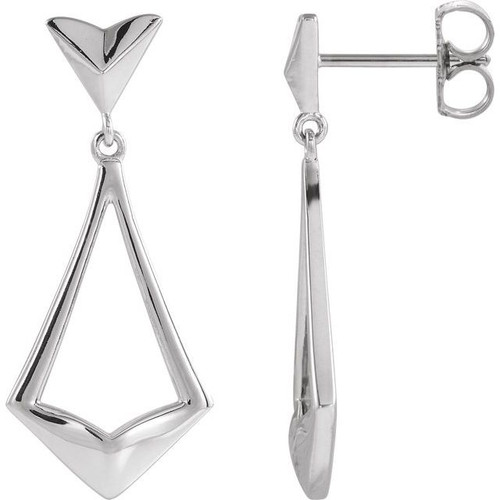 Platinum Dangle Geometric Earrings