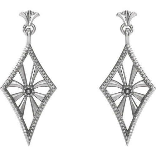 Platinum Vintage Design Dangle Earrings